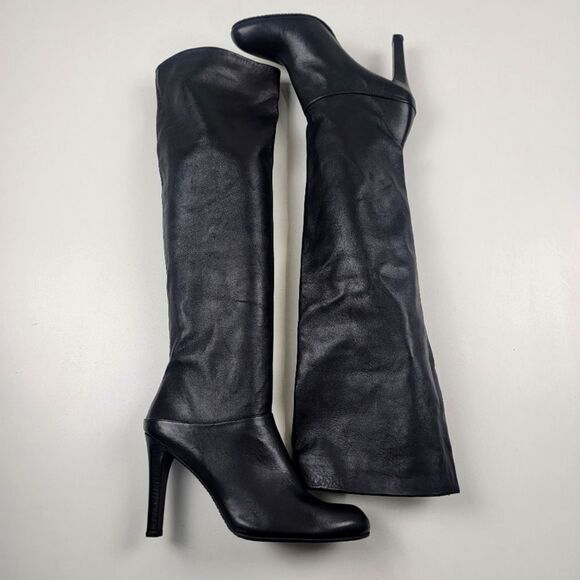 Stuart Weitzman Black Soft Leather Knee High OTK Tall Heel Boots Size Womens 8M - Picture 2 of 16